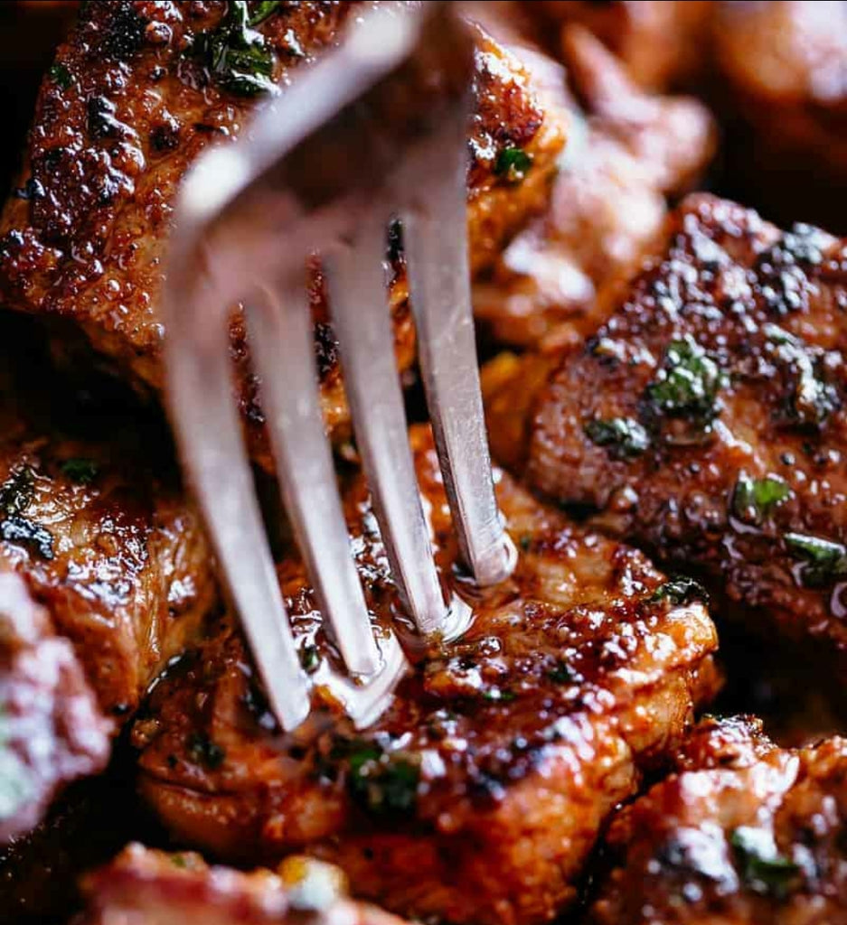 PURE HEAT'S (Garlic Heat Flavored) Air Fryer Steak Bites and Mushrooms